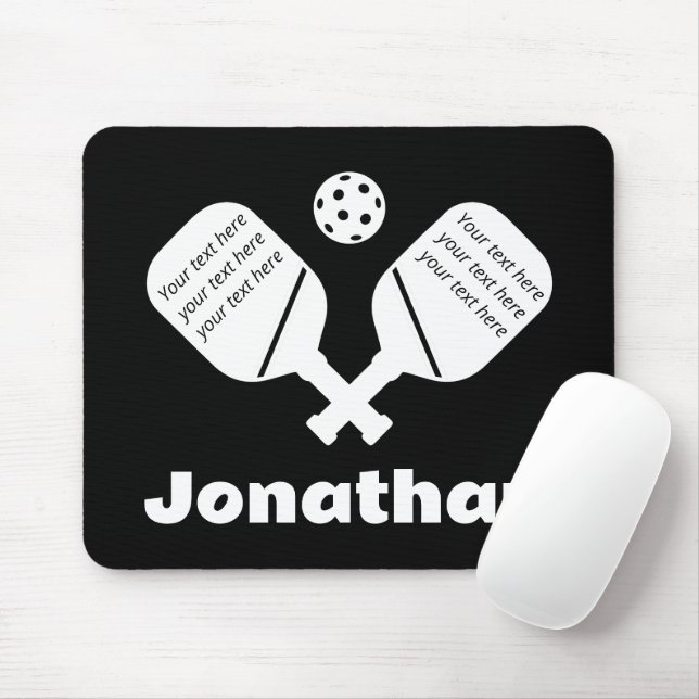 Mousepad Motografia branca e preto moderno do monograma (Com mouse)