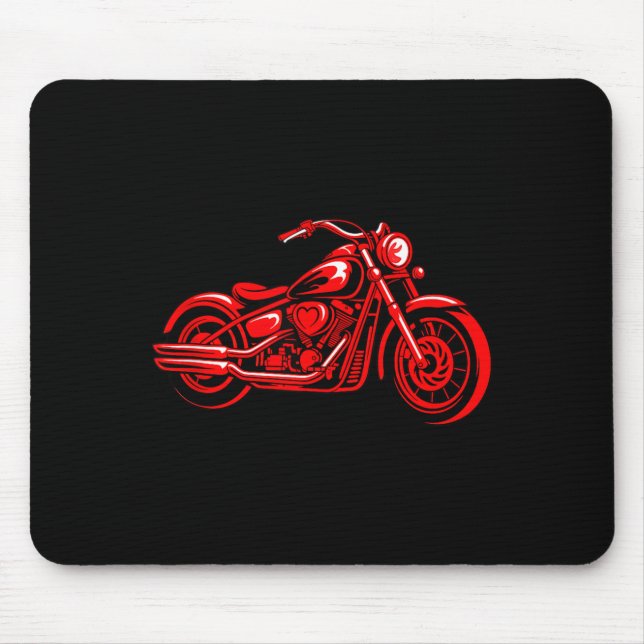 Mousepad Motorcycle Heart Biker Valentines Day Rider Couple (Frente)