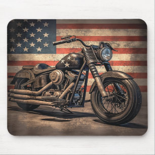 Mousepad Motorcycle USA Flag Biker