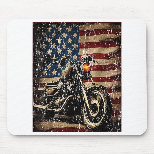 Mousepad Motorcycle USA Flag Biker (Frente)