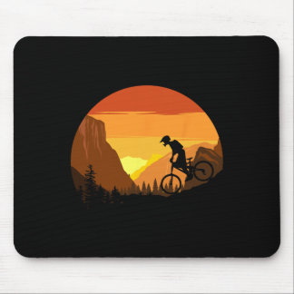 Mousepad Mountain Biking Retro Sunset Trail Rider 