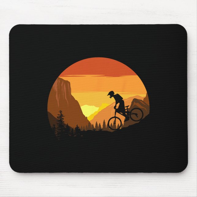 Mousepad Mountain Biking Retro Sunset Trail Rider  (Frente)