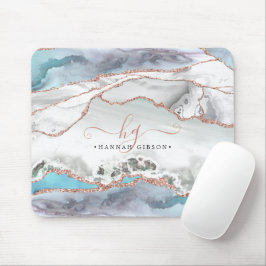 Mousepad Mous Monograma do Script Glitter Dourado com Rosa