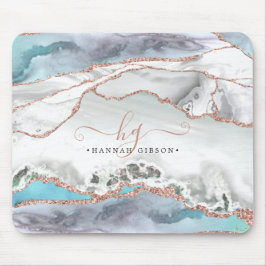 Mousepad Mous Monograma do Script Glitter Dourado com Rosa 