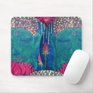 Mousepad Mouse Buda Lotus com meditação verde
