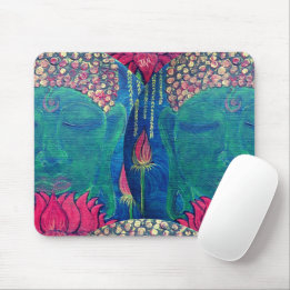 Mousepad Mouse budismo de meditação verde Buddha Lotus