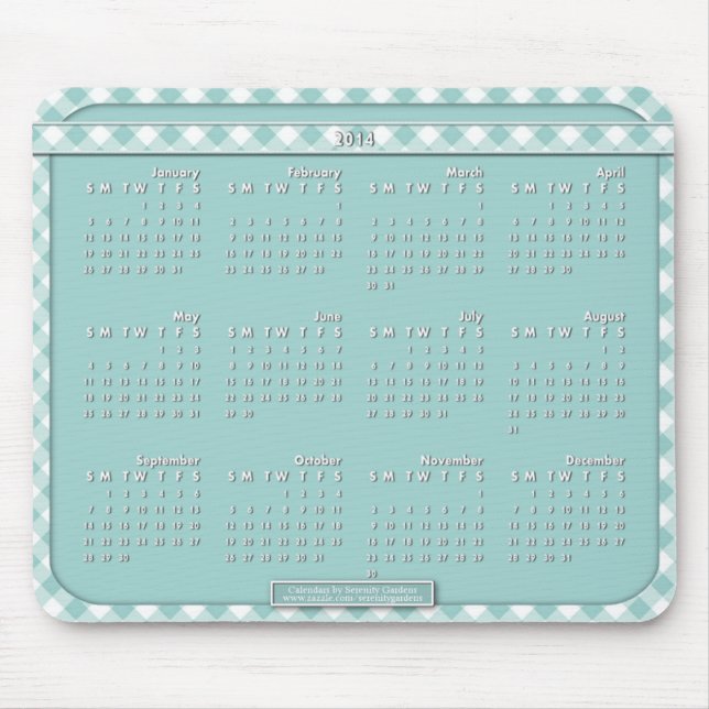 Mousepad Mouse Calendário 2014 - Azul Chex (Frente)