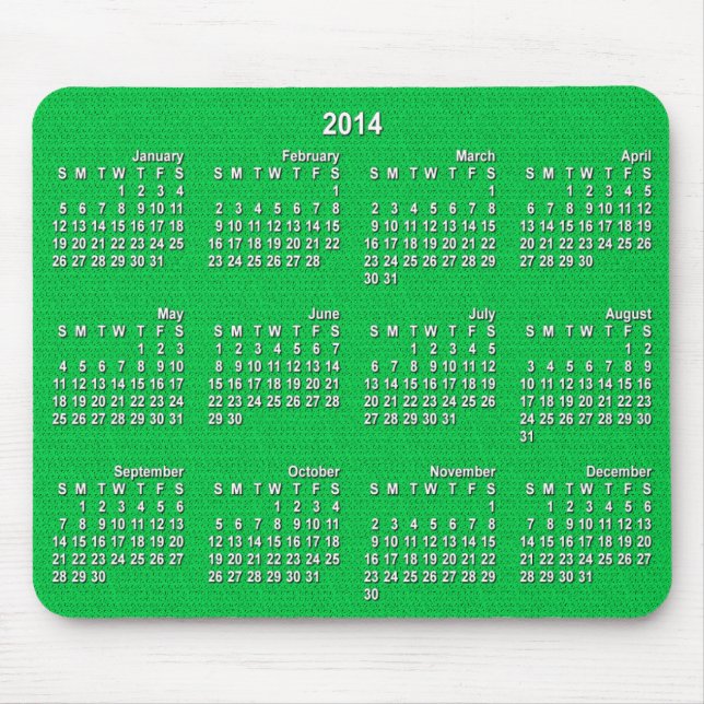 Mousepad Mouse Calendário 2014 - Knit Verde (Frente)