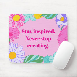 Mousepad Mouse Citação Motivacional Floral Amarelo Rosa Bri