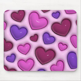 Mousepad Mouse Com Corações 3D Brilhantes