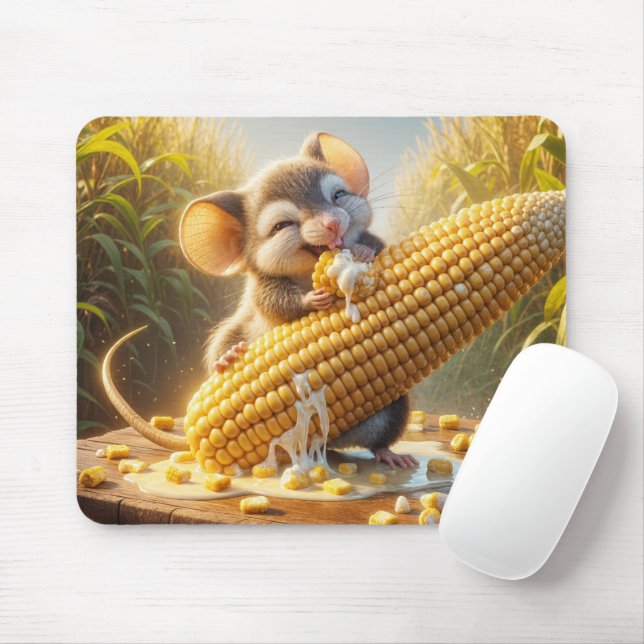 Mousepad Mouse Comendo Milho No Cob (Com mouse)