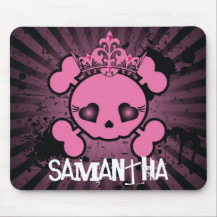 Mousepad Mouse Cor-de-Rosa EMO Crossbones Personalizados