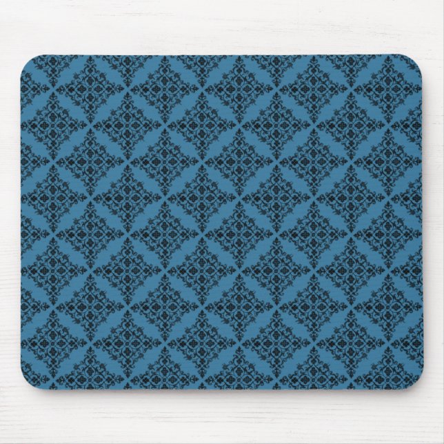 Mousepad Mouse Damask Perfeitamente Polido, Azul (Frente)