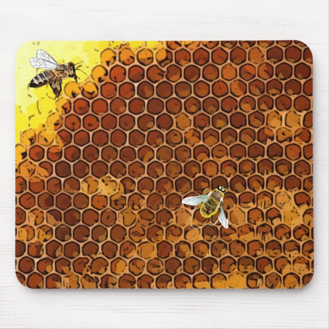 Mousepad Mouse de Abelha de Colmeia de Honeycomb (Frente)
