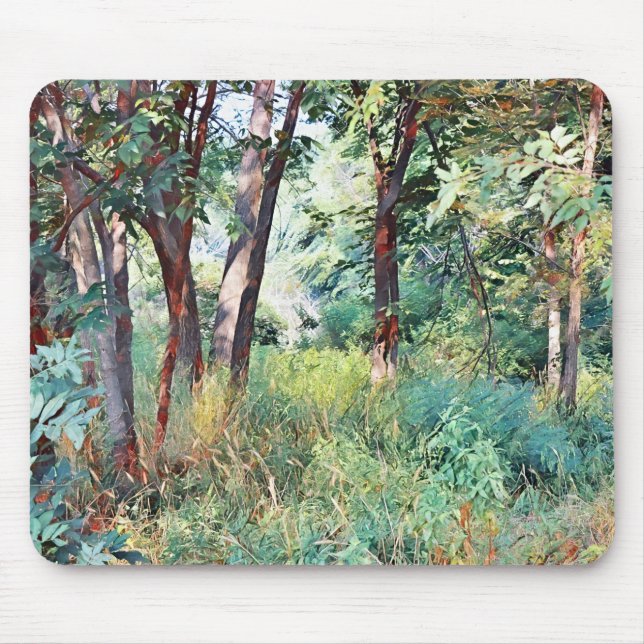 Mousepad Mouse de Arte Florestal Selvagem e Verde (Frente)