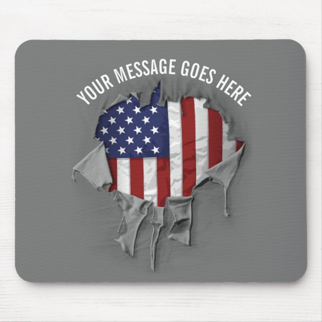 Mousepad Mouse de Bandeira Americano Destruído, Raspado e R (Frente)