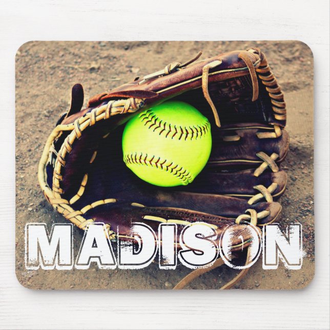 Mousepad Mouse de Bola de Softball de Texto Personalizado e (Frente)