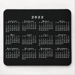 Mousepad Mouse de Calendário 2022 preto e branco simples