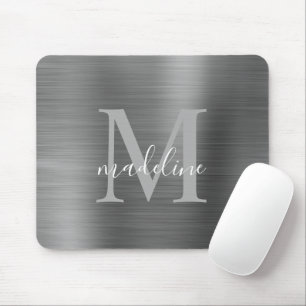 Mousepad Mouse de Cinza de Prata Metálica Mínimo Elegante B