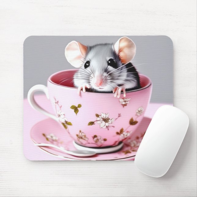 Mousepad Mouse De cinza No Teacup (Com mouse)