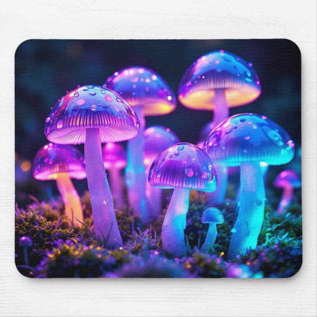 Mousepad Mouse de cogumelo Neon Bioluminescente para Mesa (Frente)