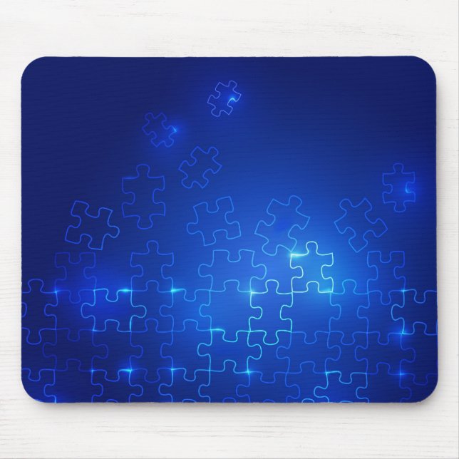 Mousepad Mouse de consciência autista brilhando Quebra-cabe (Frente)