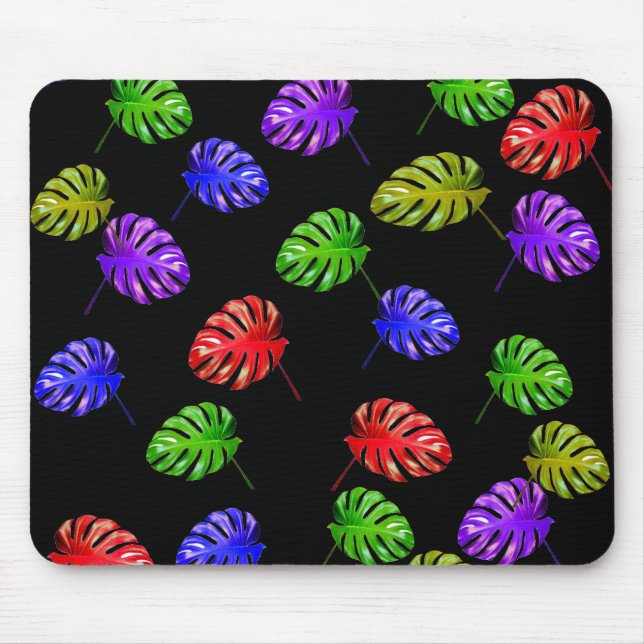 Mousepad Mouse de fundo preto das ondas tropicais (Frente)