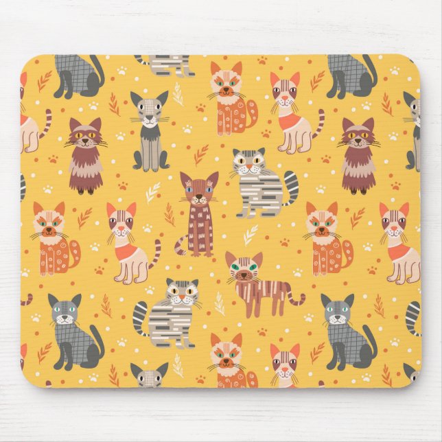 Mousepad Mouse de gatos fofos e engraçados (Frente)