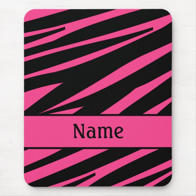 Mousepad Mouse de impressão preto-e-rosa personalizado (Frente)