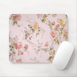 Mousepad Mouse de Wallpaper Floral Rosa, antigo,