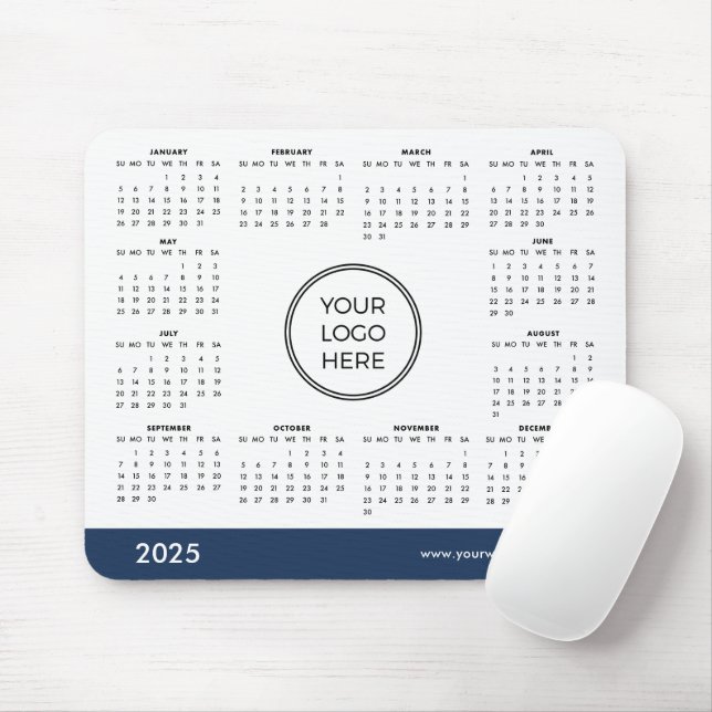 Mousepad Mouse do Calendário de Negócios Azul 2025 (Com mouse)