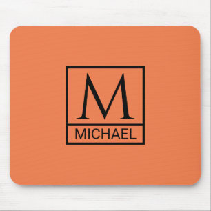 Mousepad Mouse em Laranja Mandarin com Nome e & Nome Inicia