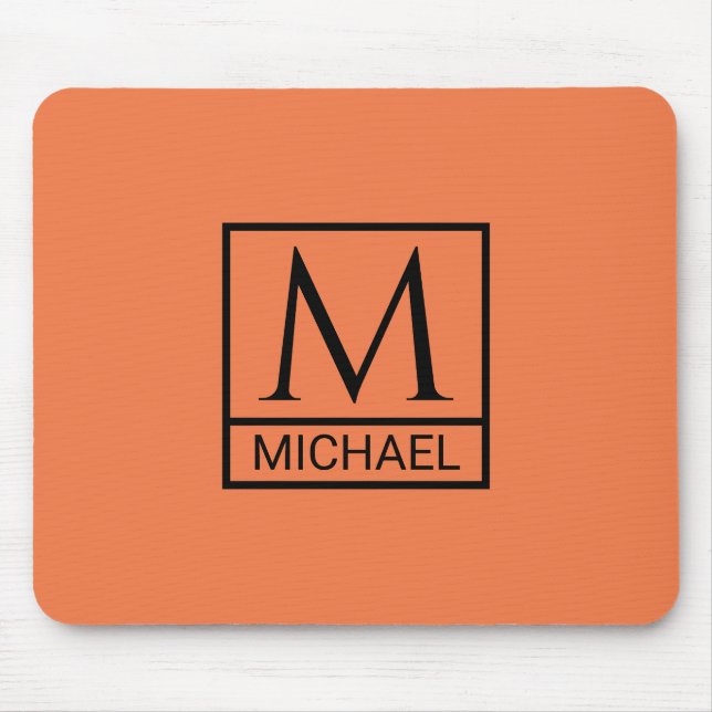 Mousepad Mouse em Laranja Mandarin com Nome e & Nome Inicia (Frente)