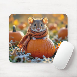 Mousepad Mouse em uma abóbora de outono