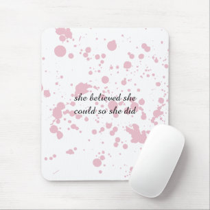 Mousepad Mouse Inspirador Mínimo, Rosa e Branco