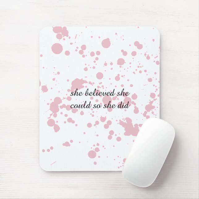 Mousepad Mouse Inspirador Mínimo, Rosa e Branco (Com mouse)