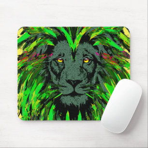 Mousepad Mouse Lion Verde - Desenho Do Retrato Lion