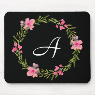 Mousepad Mouse Personalizado Floral Preto