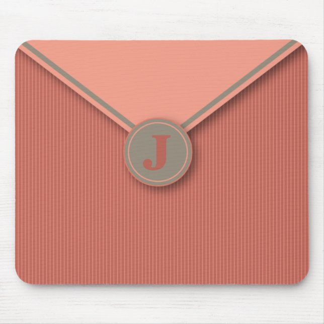 Mousepad Mouse Personalizado Monograma De Coral Elegante (Frente)