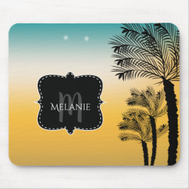 Mousepad Mouse Personalizado Pad Tropical Sunset Monograma 