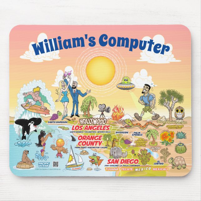 Mousepad Mouse personalizável da Califórnia de desenho anim (Frente)