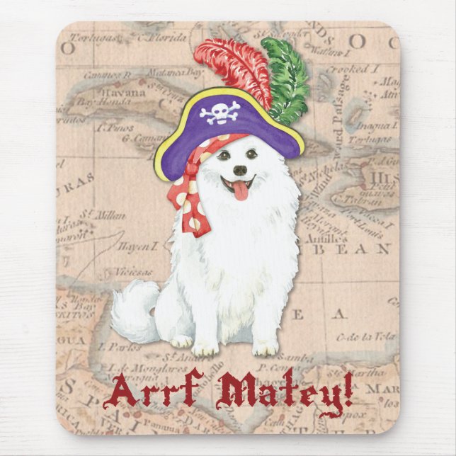 Mousepad Mouse Pirata de Cachorro Eskimo Americano (Frente)