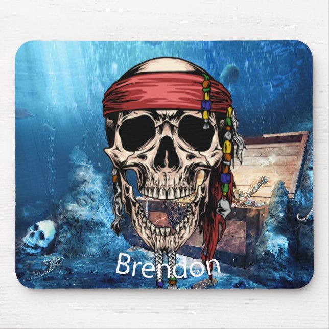 Mousepad Mouse Pirata do Mar de Skateboard (Frente)