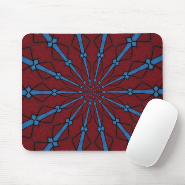 Mousepad Mouse Radial de Vidro Vermelho e Azul (Com mouse)