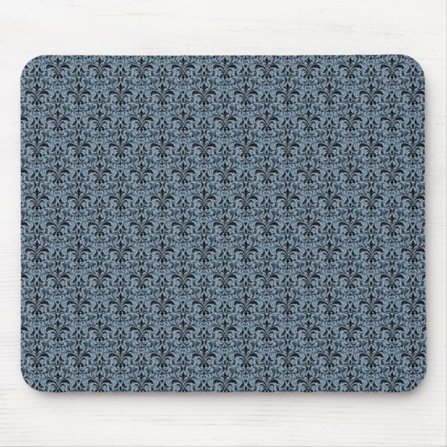 Mousepad Mouse Romântico Damask, Azul (Frente)