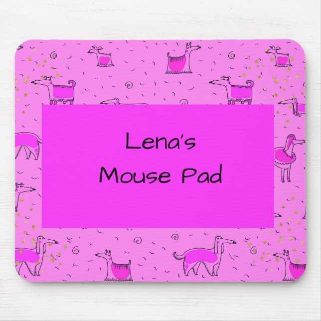 Mousepad Mouse rosa quente com cães cômicos (Frente)