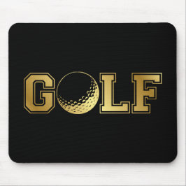 Mousepad Mouse sofisticado de Golfe preto e Dourado