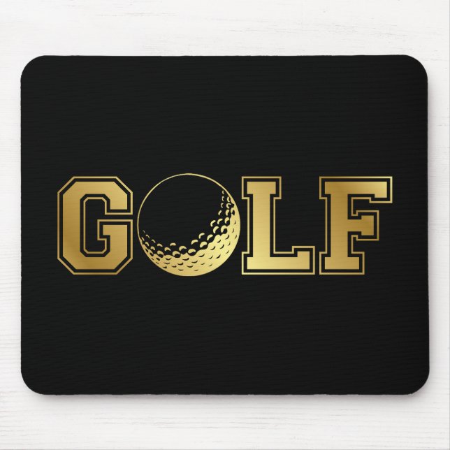 Mousepad Mouse sofisticado de Golfe preto e Dourado (Frente)