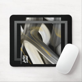 Mousepad Mouse Trend Abstrato Art Black White Dourado
