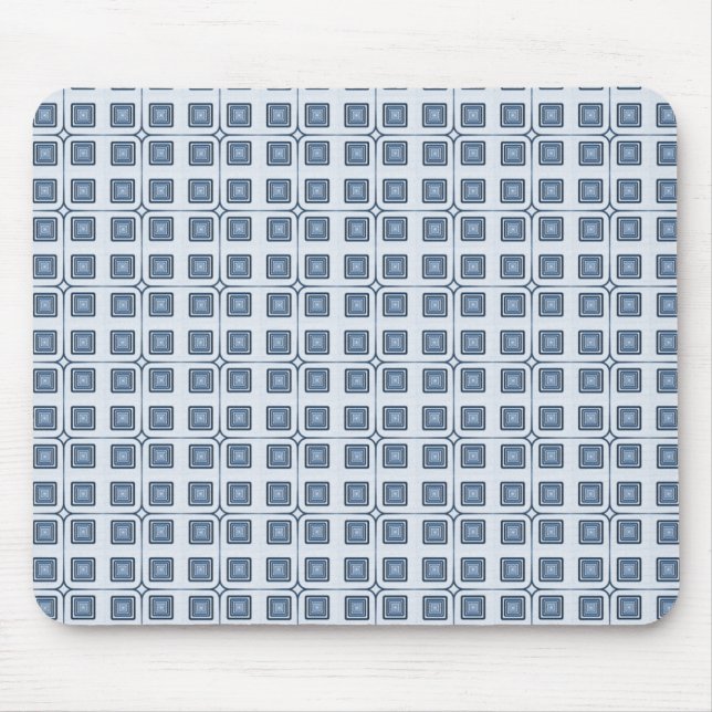 Mousepad Mouseade prateado retro quadrados, Marinho azul (Frente)